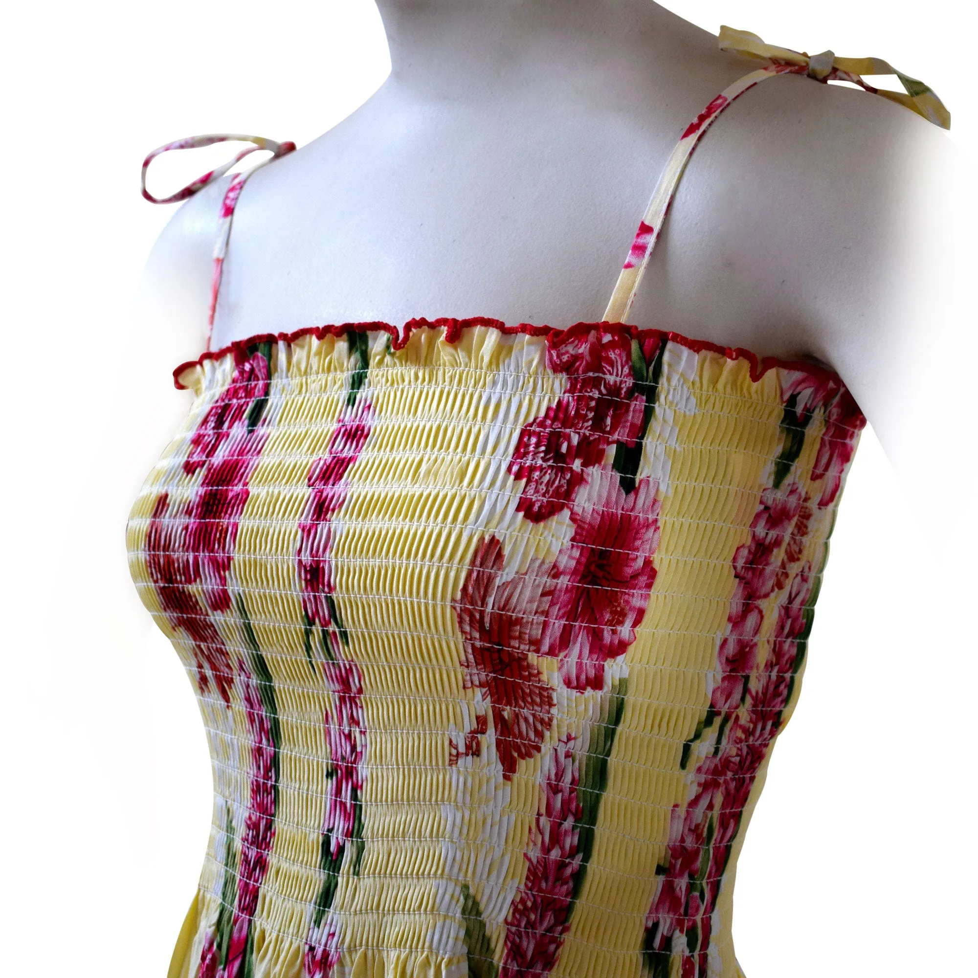 Plumeria Panel Women's Long Smocked Tube Dress