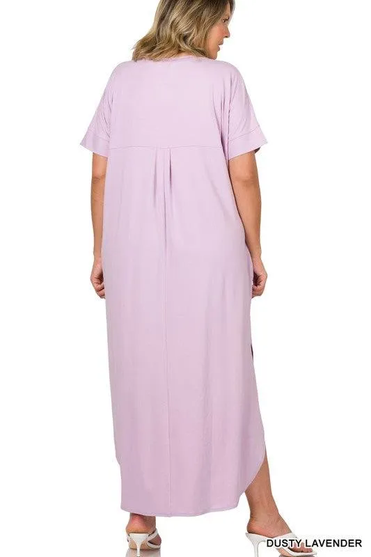Plus Brushed Dty Short Sleeve Maxi Dress