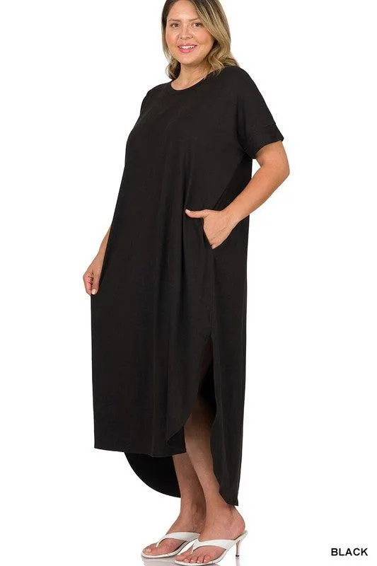 Plus Brushed Dty Short Sleeve Maxi Dress