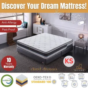 Plush King Single Mattress w/ Pocket Springs & Foam, 28cm