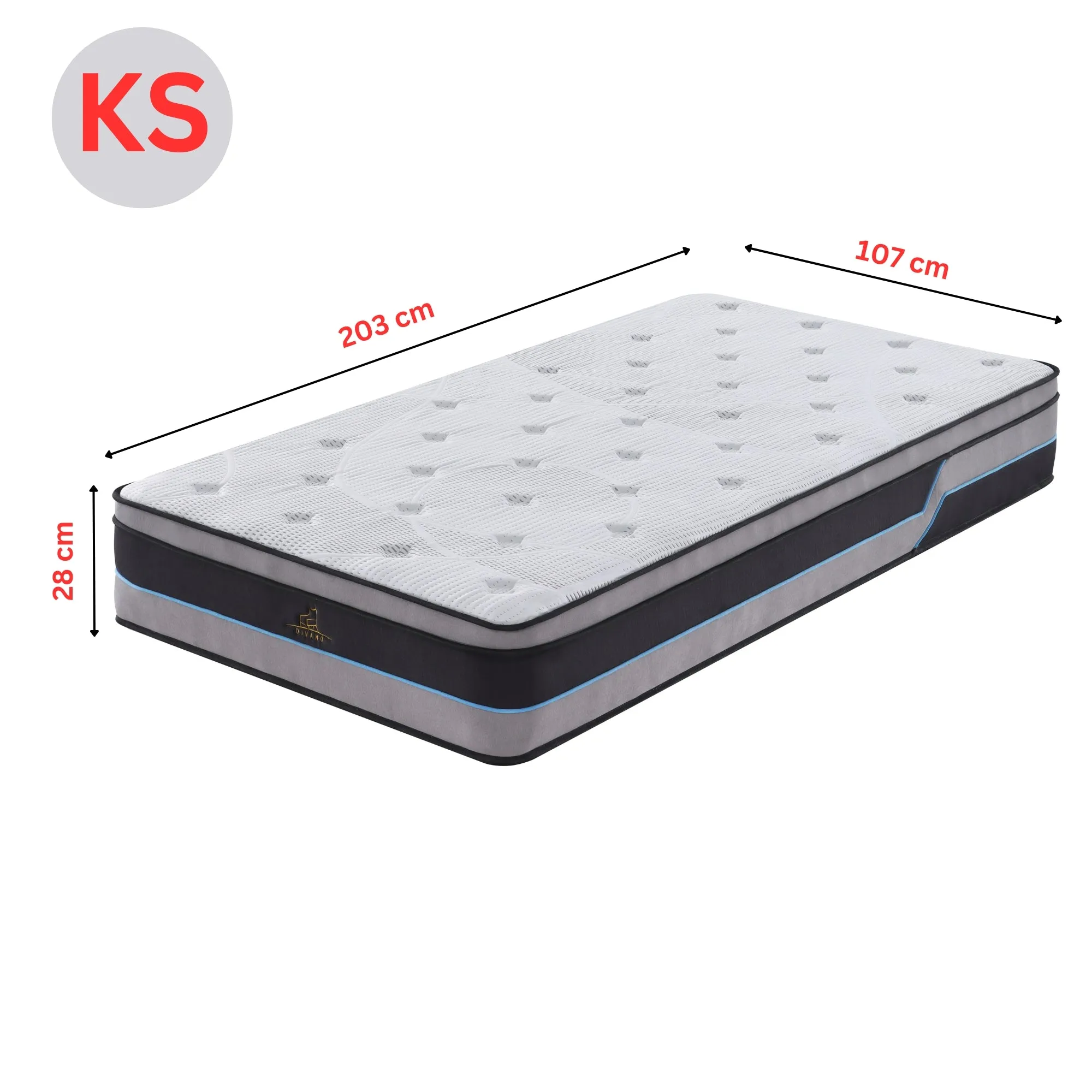Plush King Single Mattress w/ Pocket Springs & Foam, 28cm