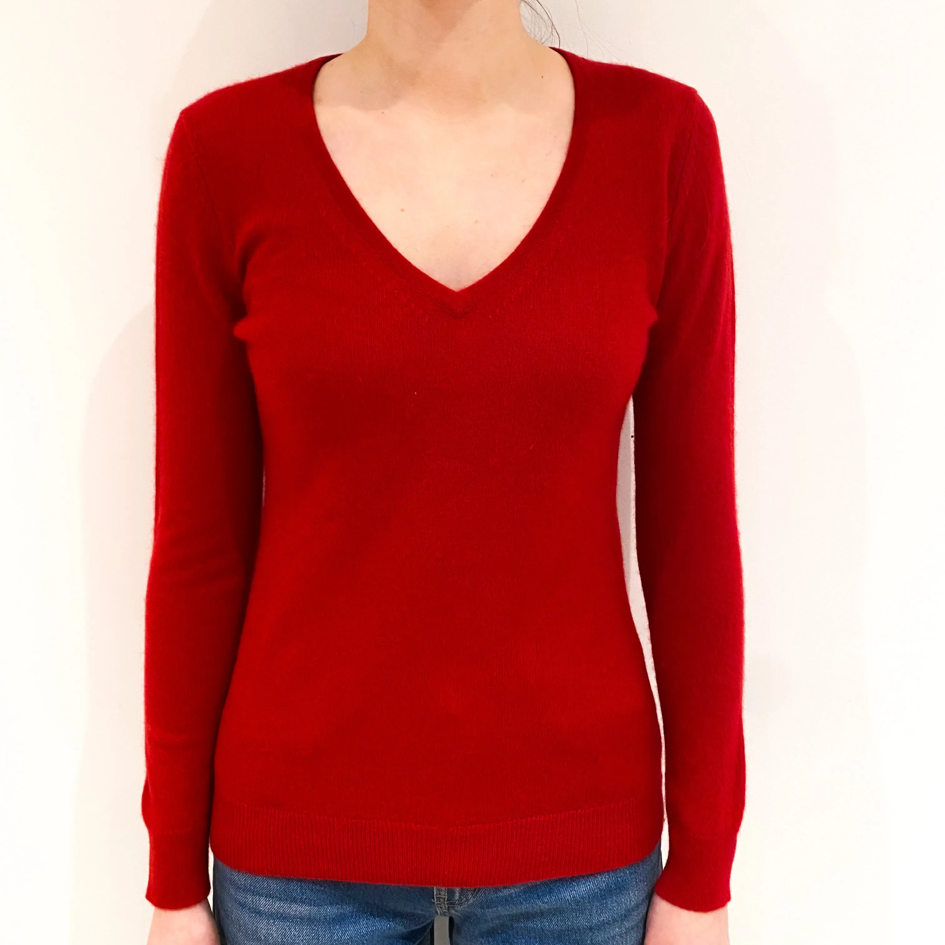Post Box Red V-Neck Jumper Extra Small