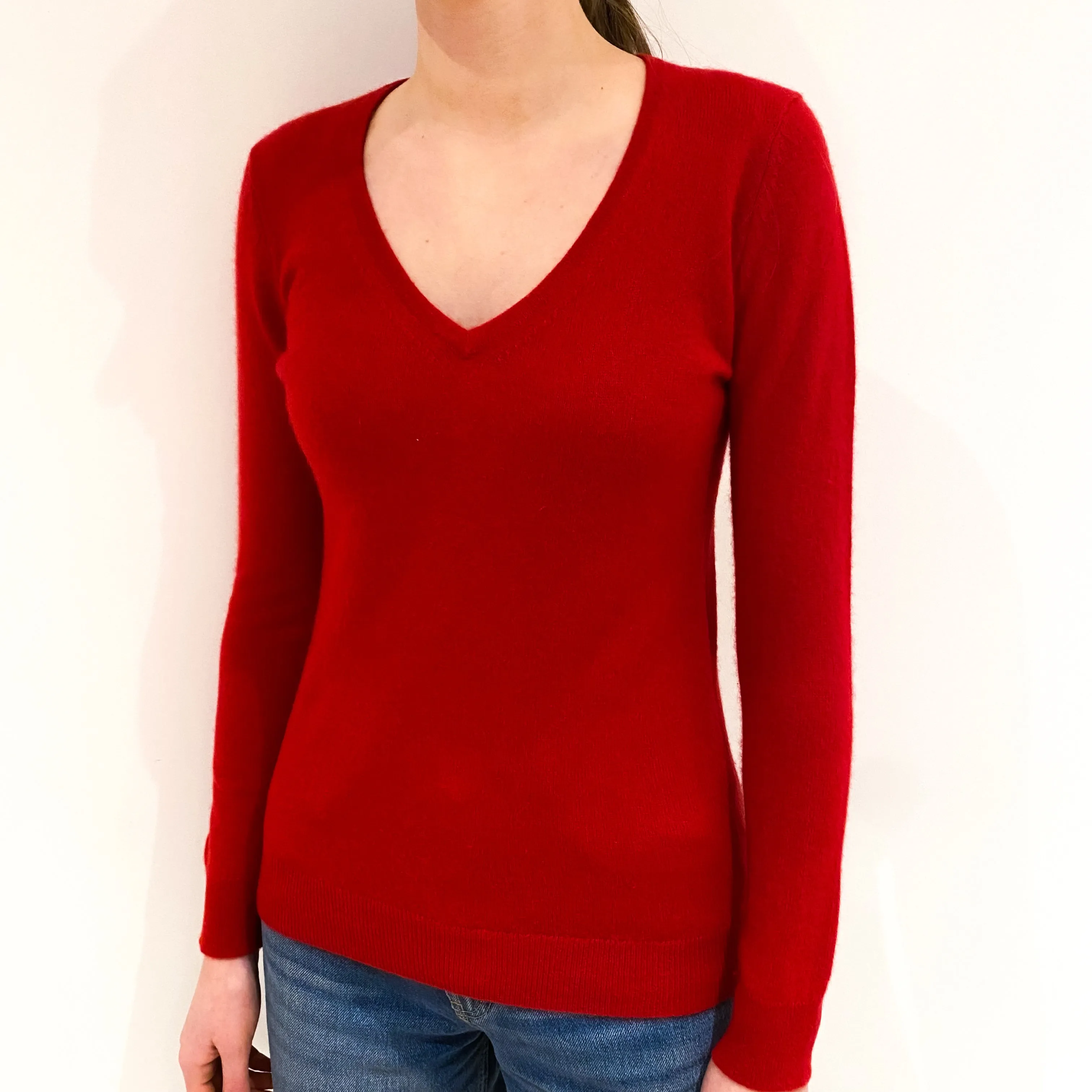 Post Box Red V-Neck Jumper Extra Small