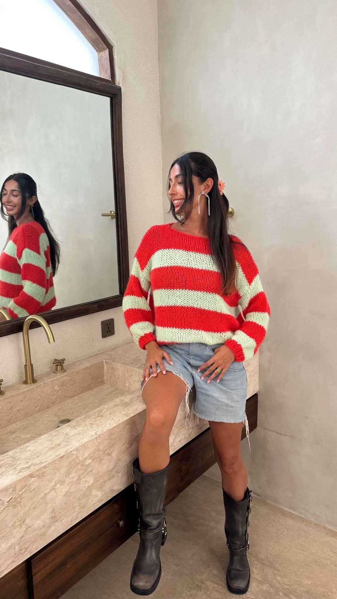 Pre-Order: Red and Green Forget Me Not Jumper