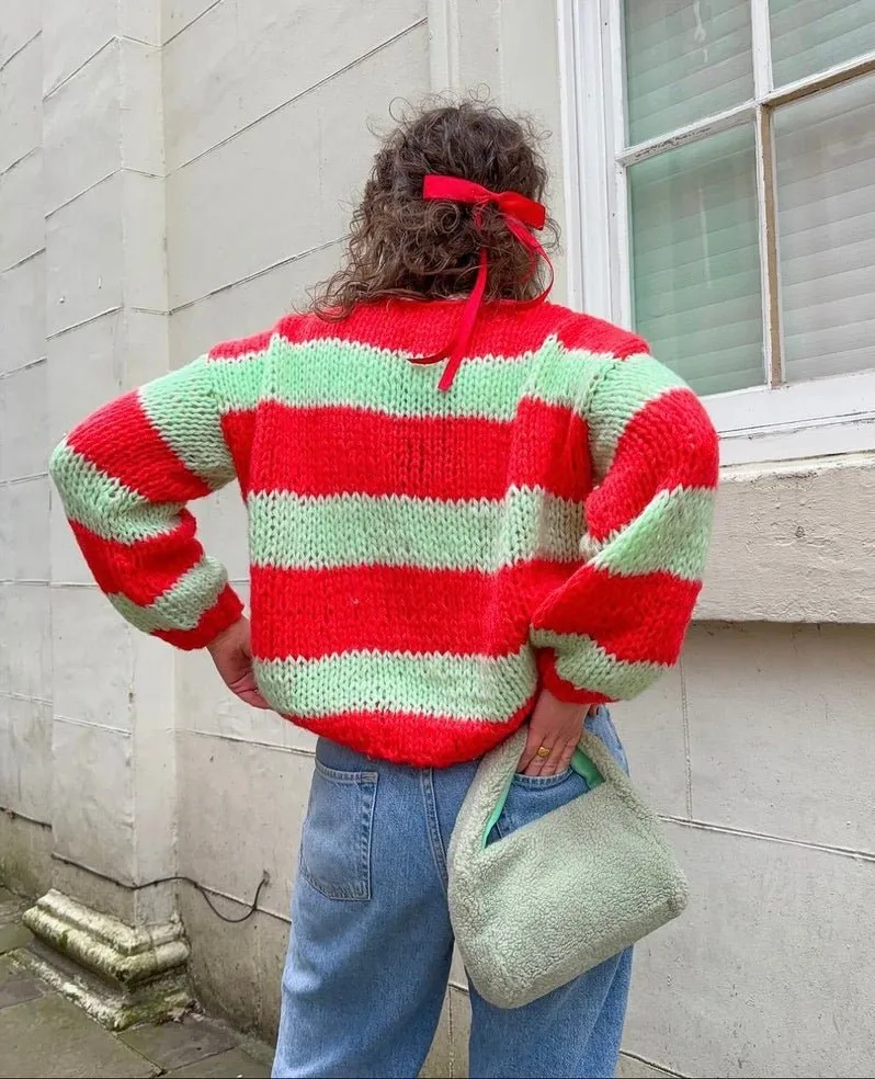 Pre-Order: Red and Green Forget Me Not Jumper