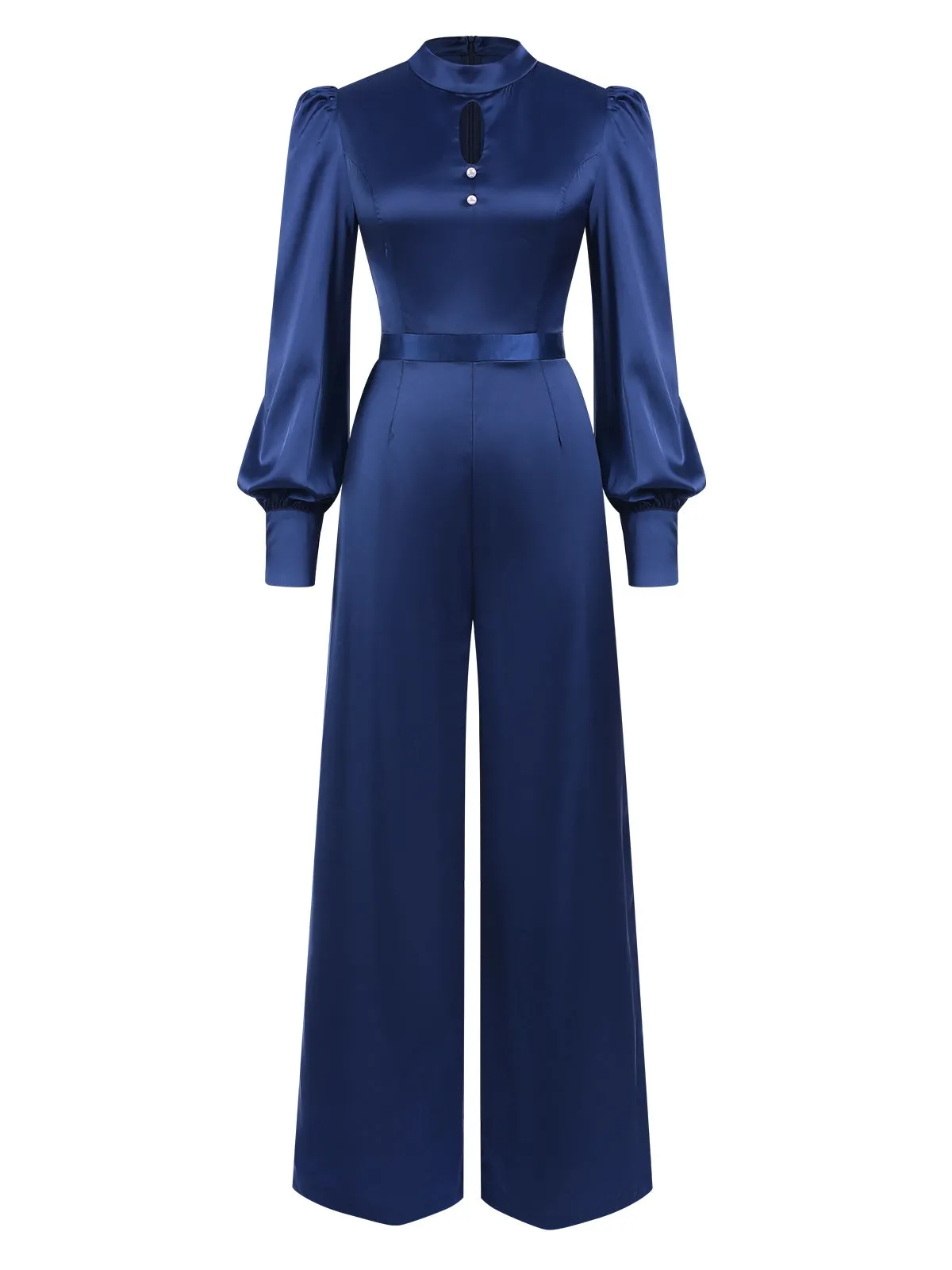 [Pre-Sale] Blue 1930s Satin Bishop Sleeves Jumpsuit