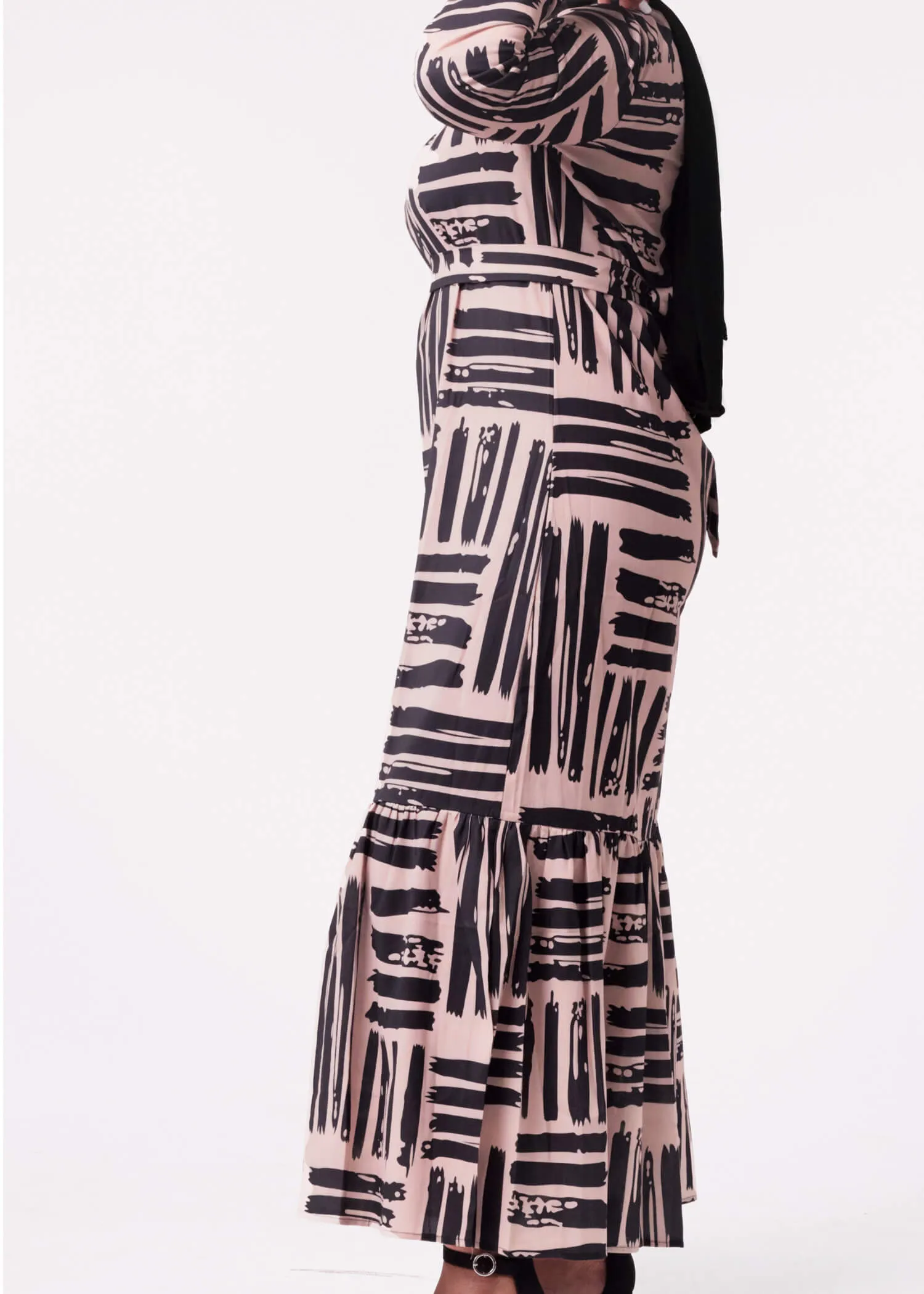 Printed Tan Maxi Dress