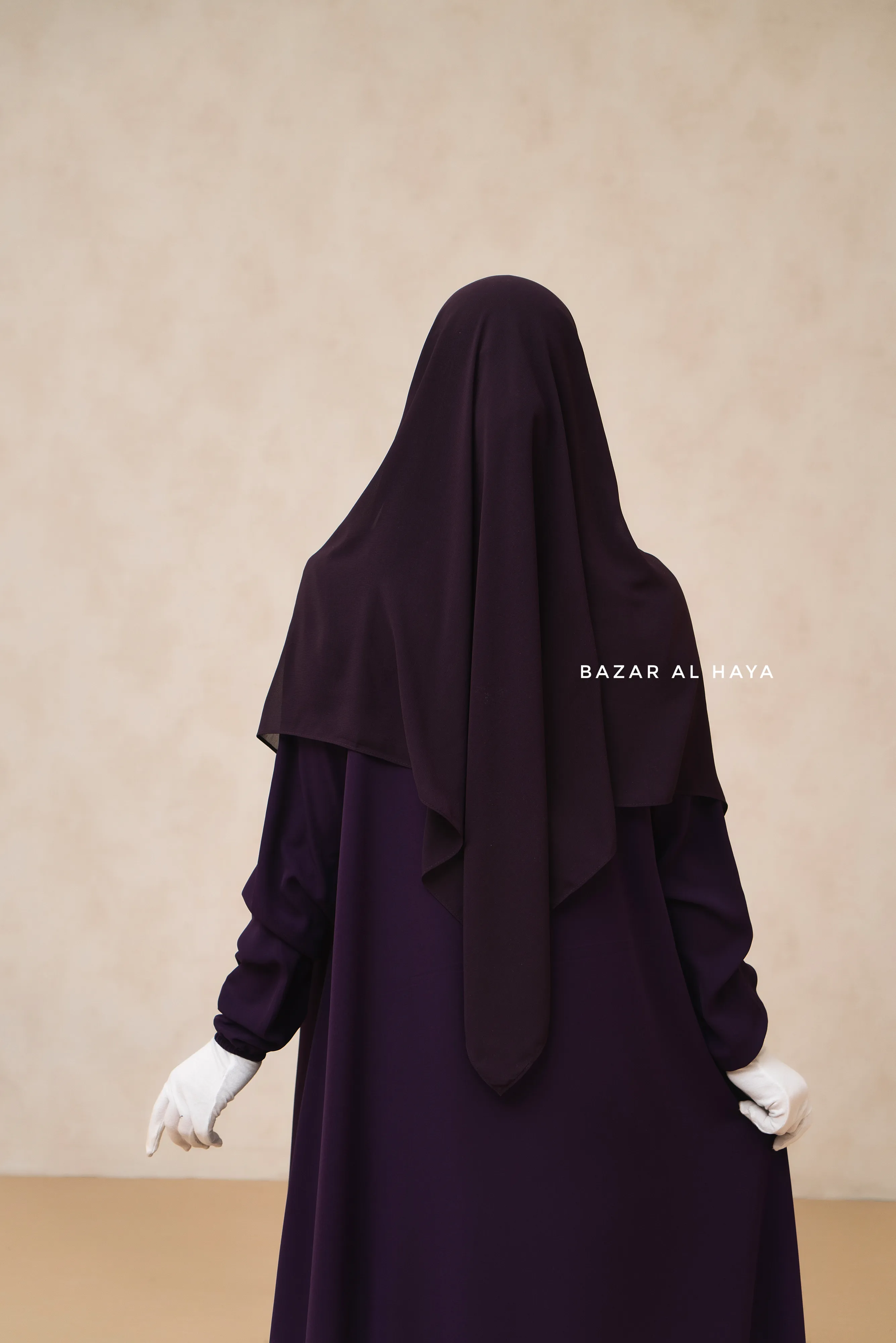 Purple Square Scarf With Half Niqab Set - Super Breathable - Medium