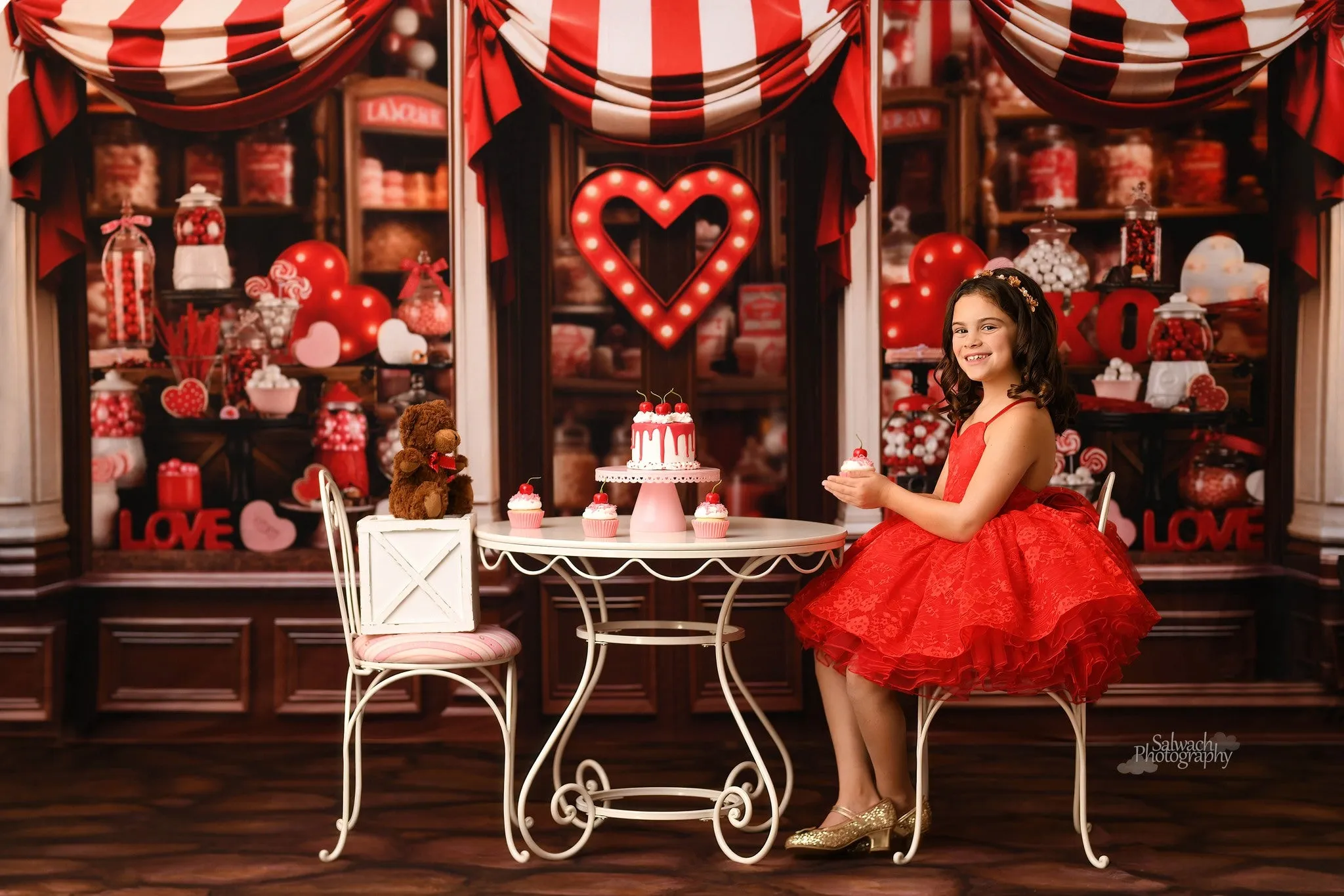 "Blooming Love"  Red  Petal Length Dress  ( 5 Year - Petite 6 Year)