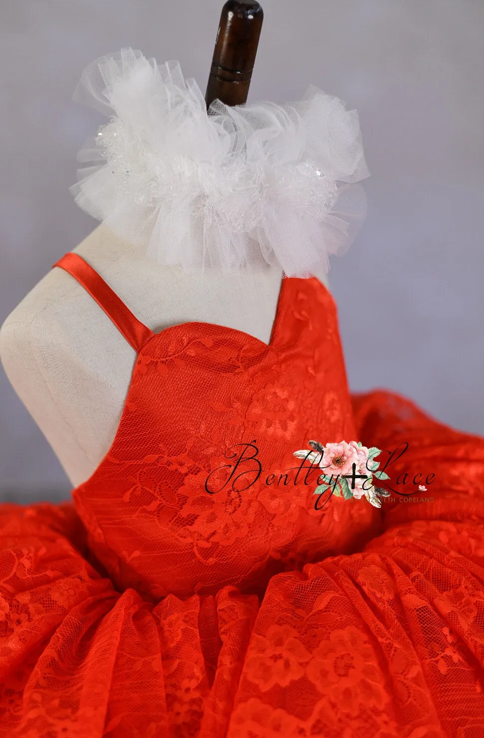 "Blooming Love"  Red  Petal Length Dress  ( 5 Year - Petite 6 Year)