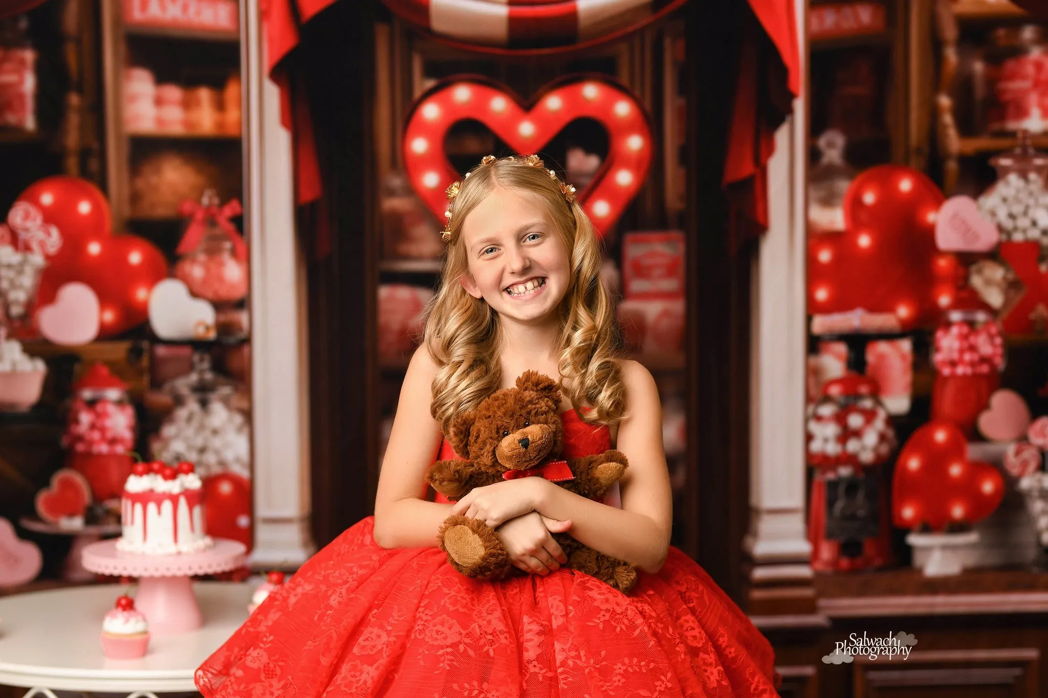 "Blooming Love"  Red  Petal Length Dress  ( 5 Year - Petite 6 Year)