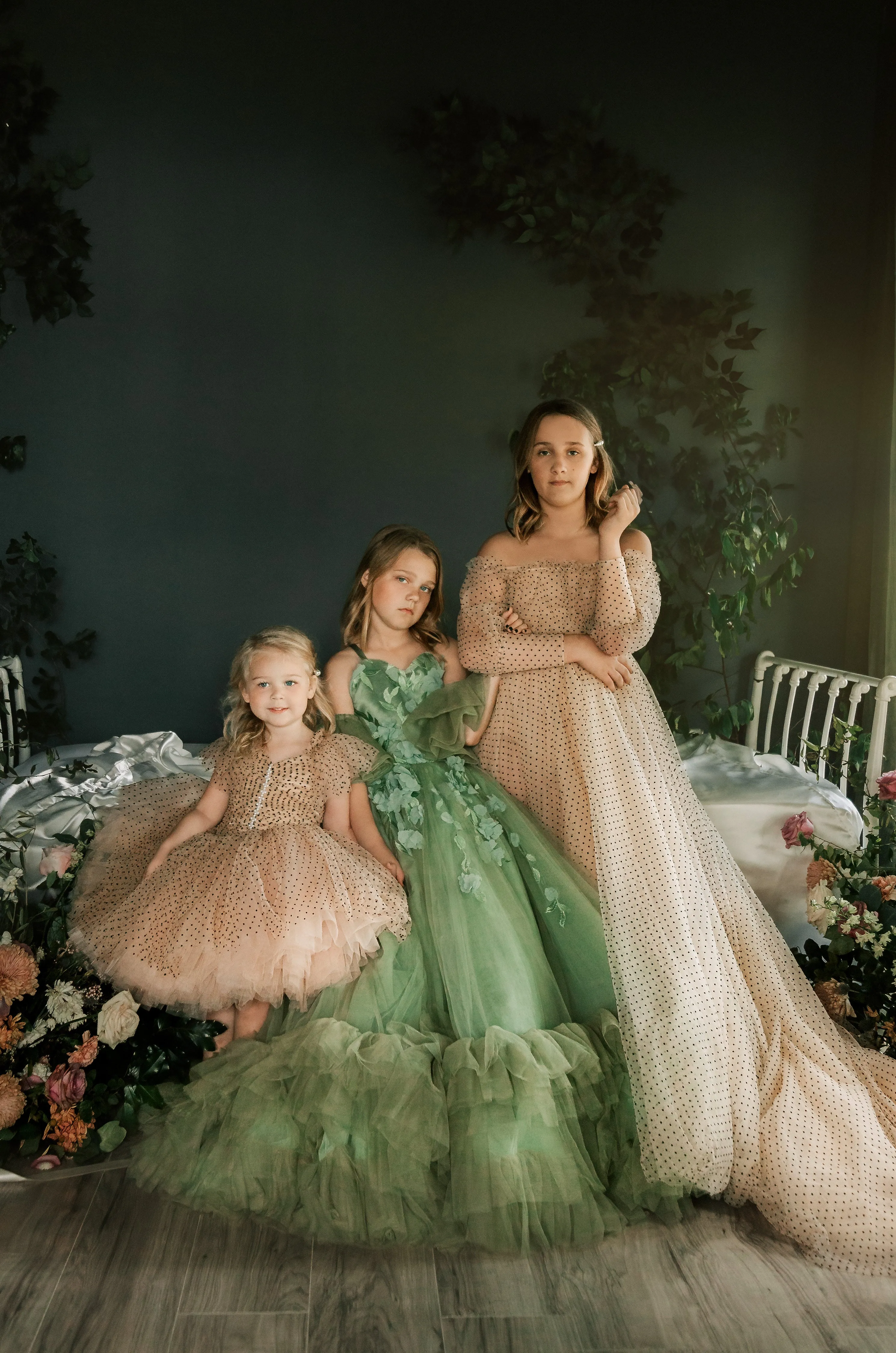 "Sage Symphony " Couture Floor length gown  (Adult 2-8)