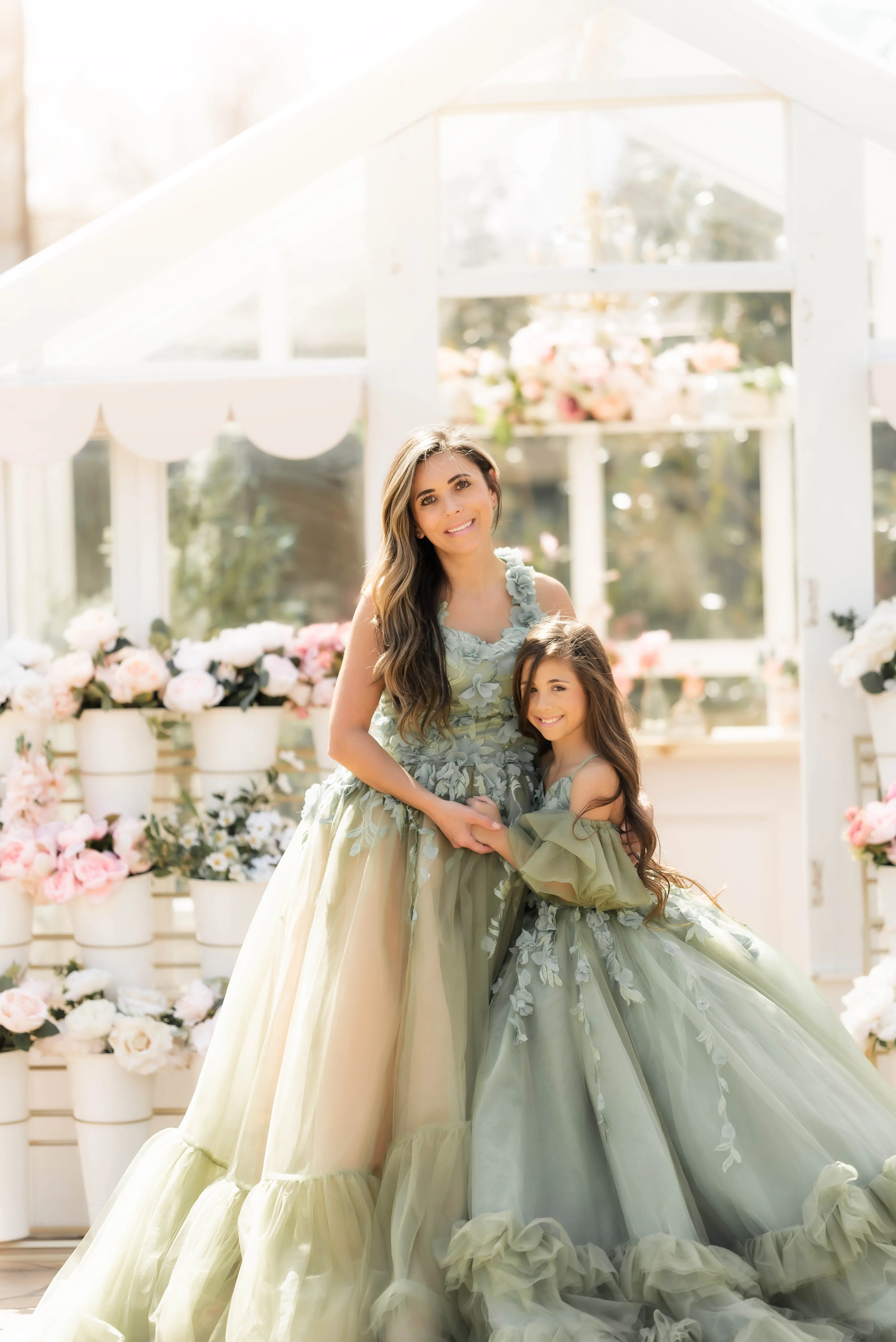 "Sage Symphony " Couture Floor length gown  (Adult 2-8)