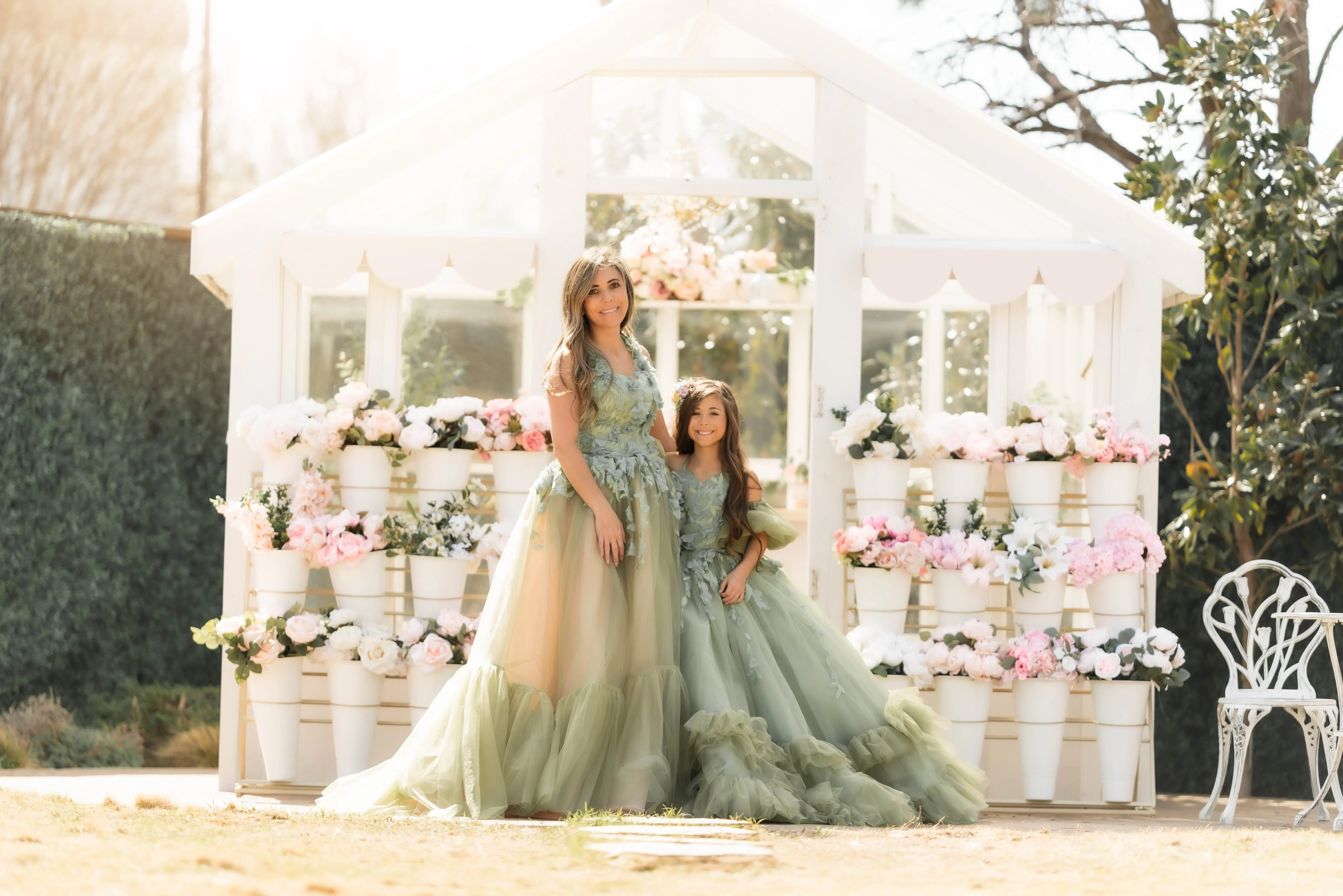 "Sage Symphony " Couture Floor length gown  (Adult 2-8)