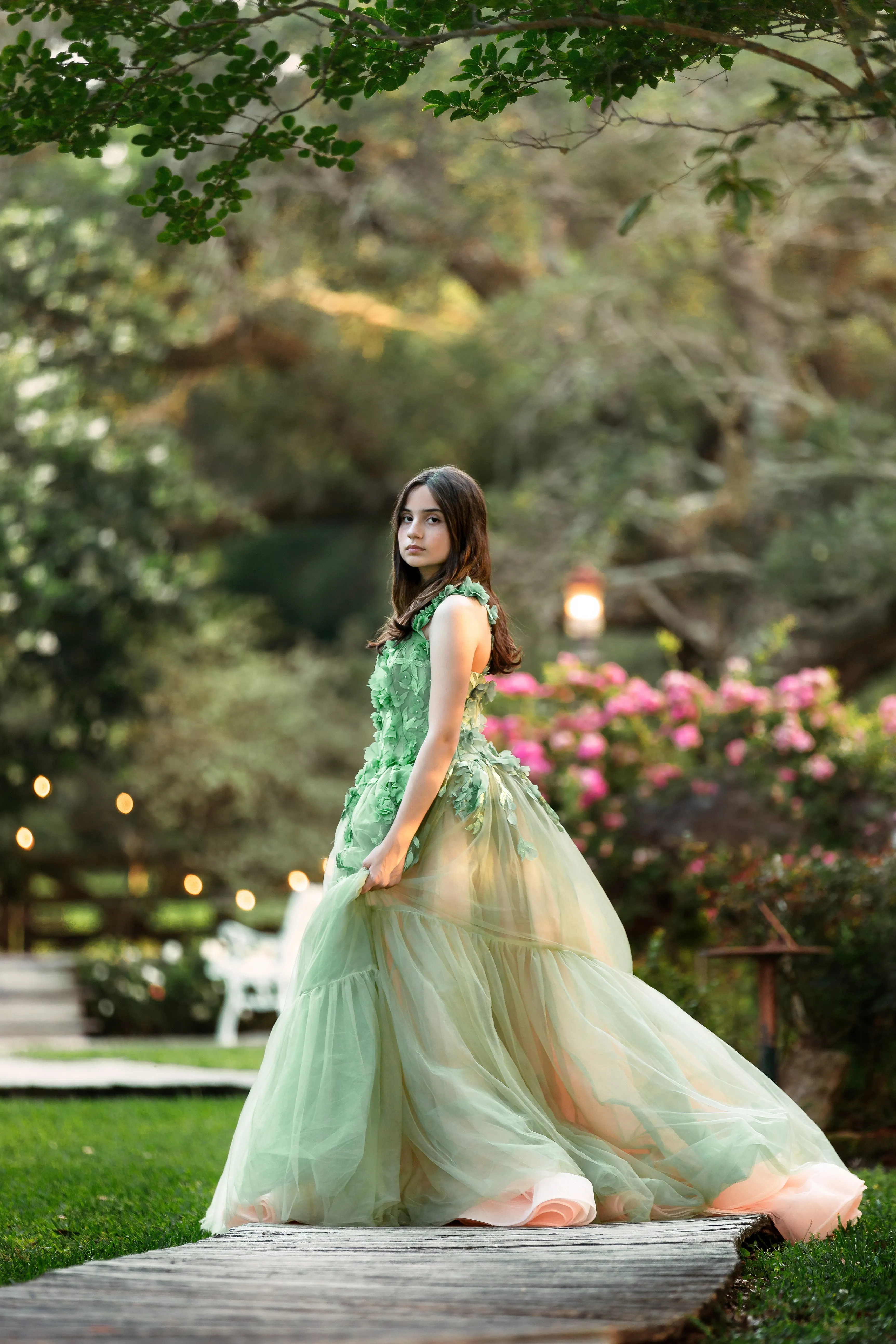 "Sage Symphony " Couture Floor length gown  (Adult 2-8)