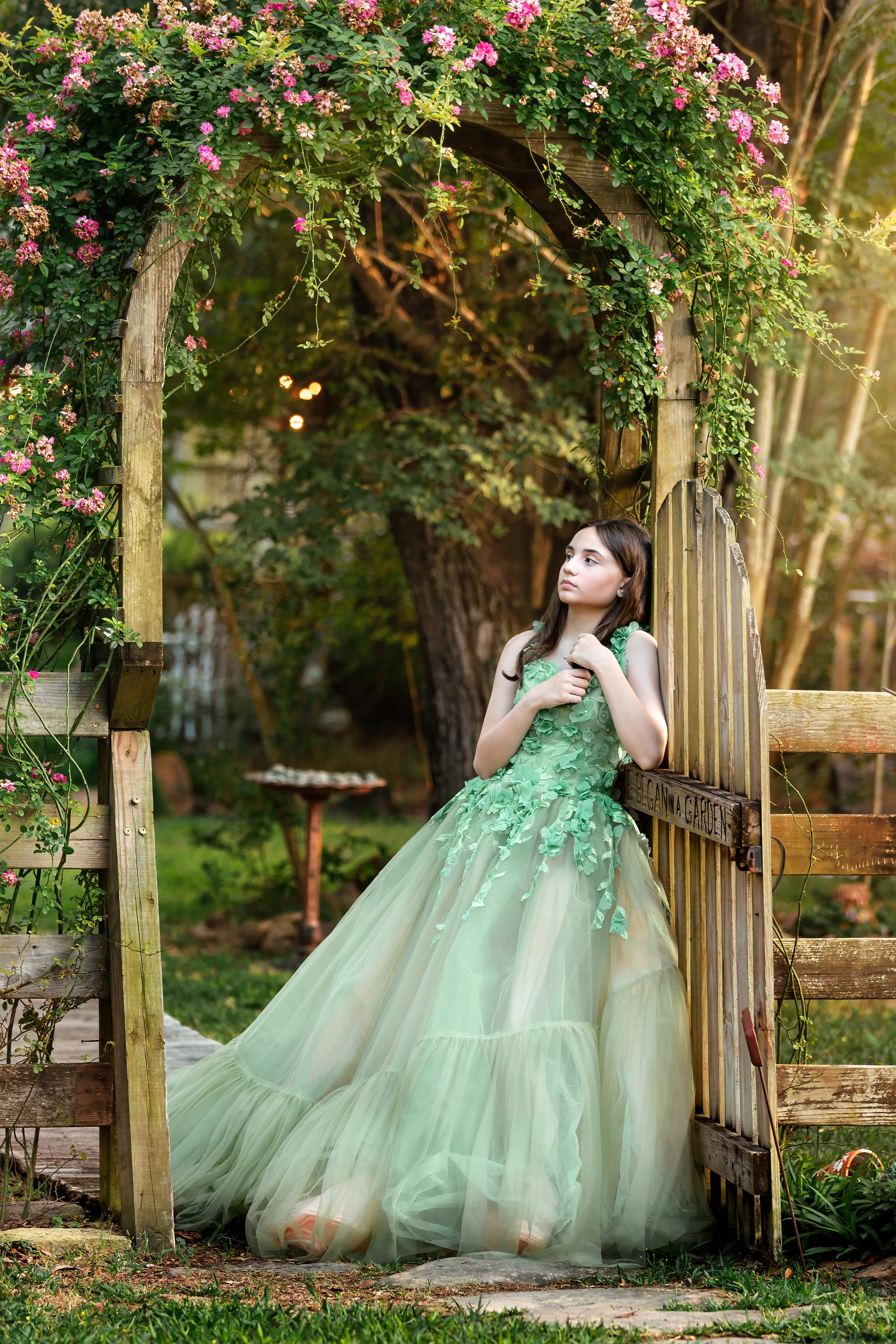"Sage Symphony " Couture Floor length gown  (Adult 2-8)