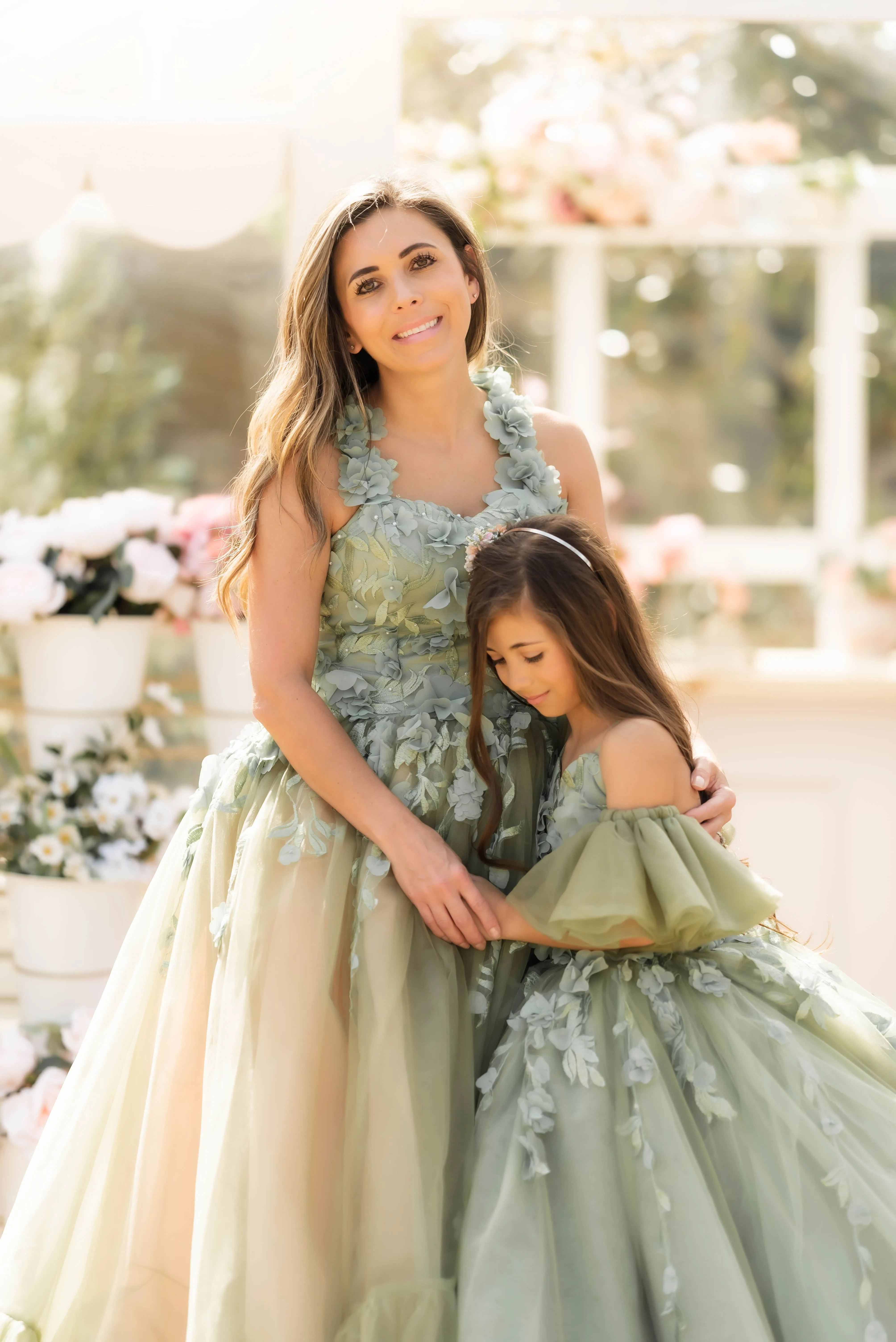 "Sage Symphony " Couture Floor length gown  (Adult 2-8)