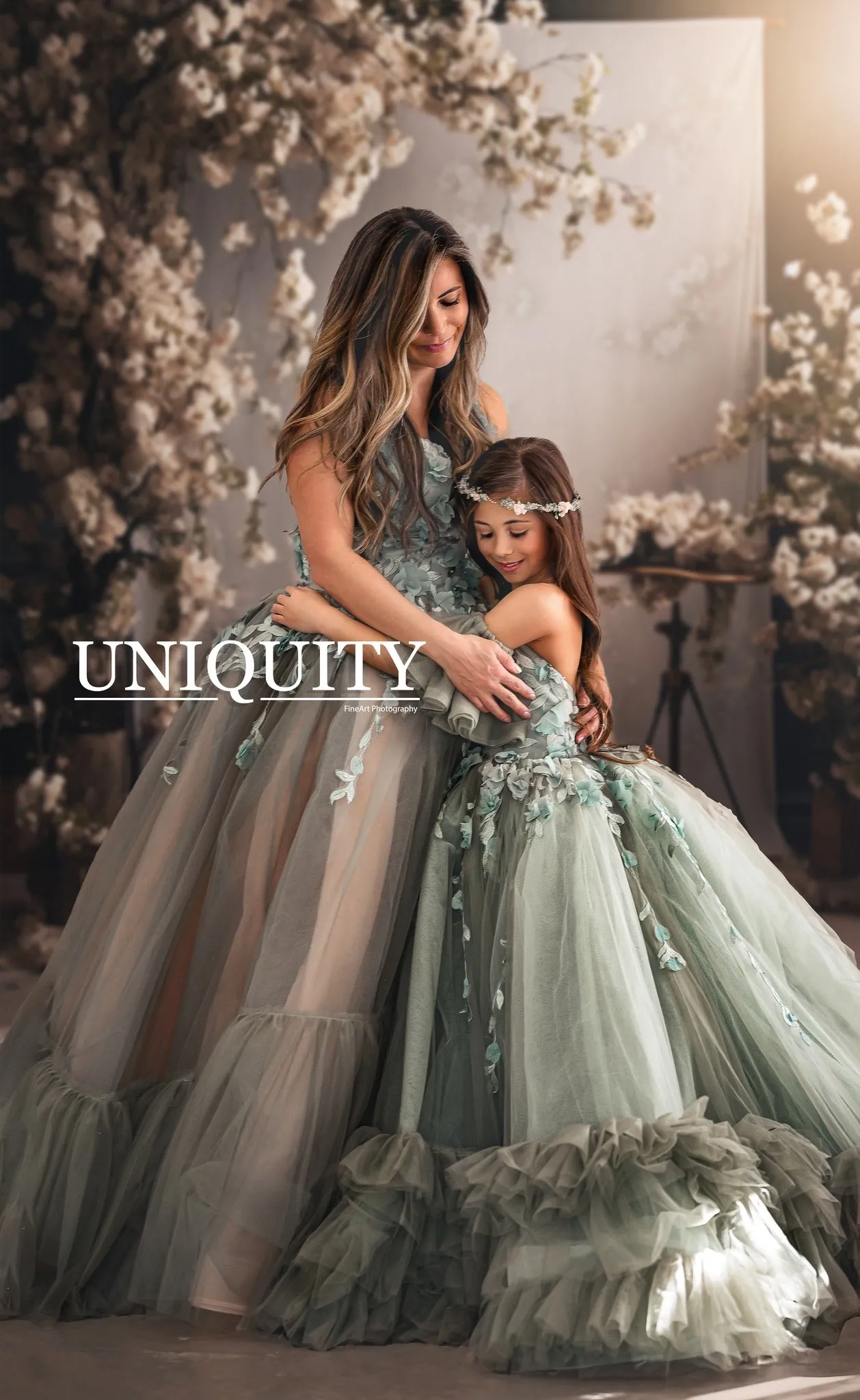 "Sage Symphony " Couture Floor length gown  (Adult 2-8)