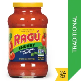 Ragu Chunky Traditional Pasta Sauce with Diced Tomatoes and Basil, 24 oz