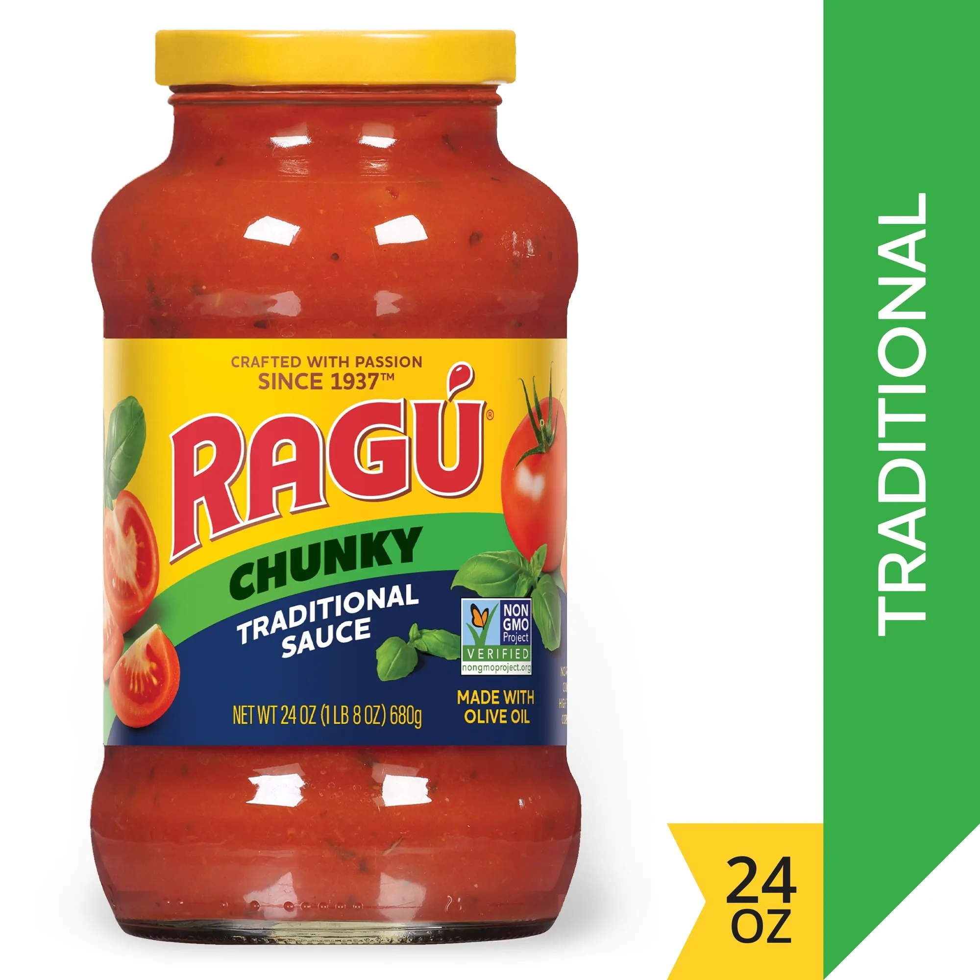 Ragu Chunky Traditional Pasta Sauce with Diced Tomatoes and Basil, 24 oz
