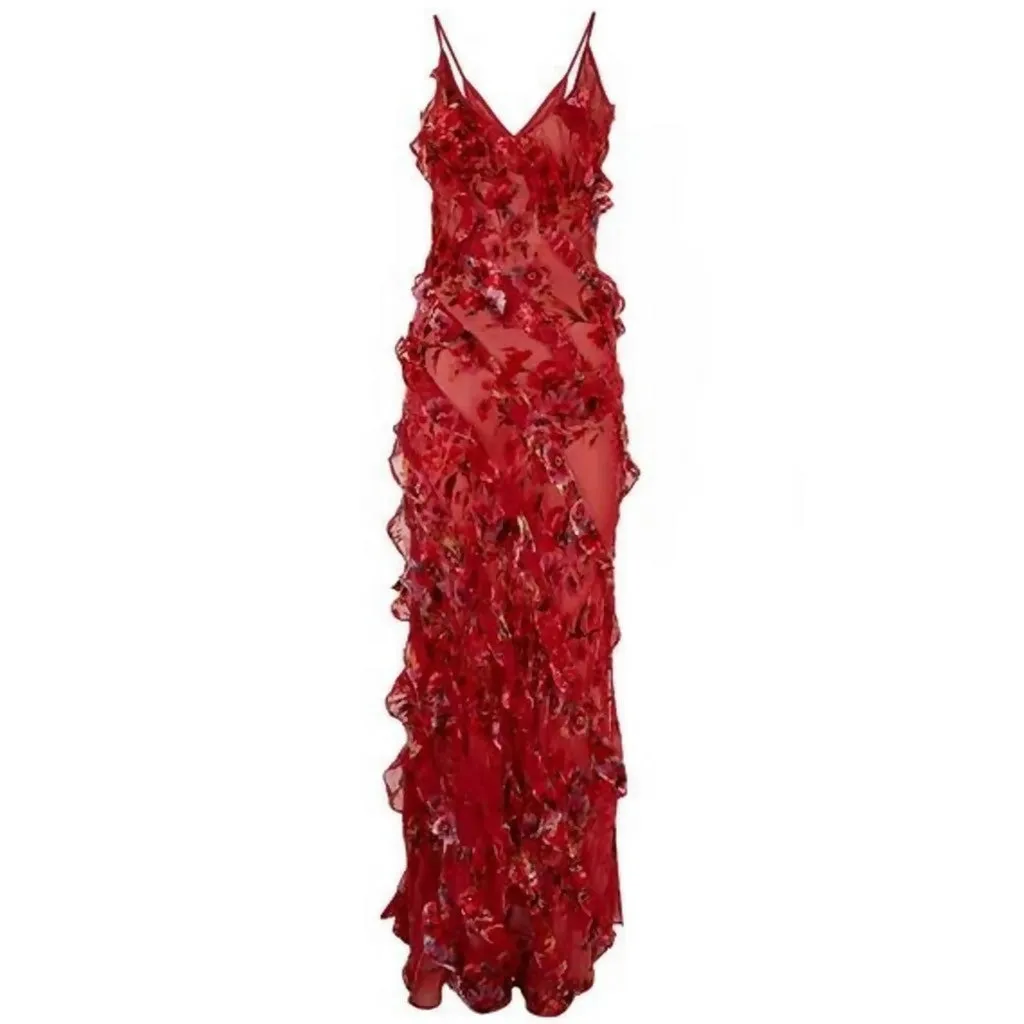 Rat & Boa Maribou Dress Red Floral Size XS/ AU 6