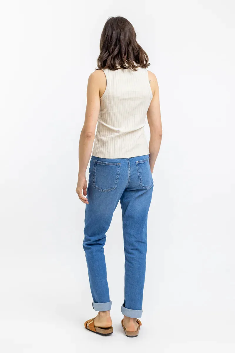 ribbed cotton tank top - summer sand