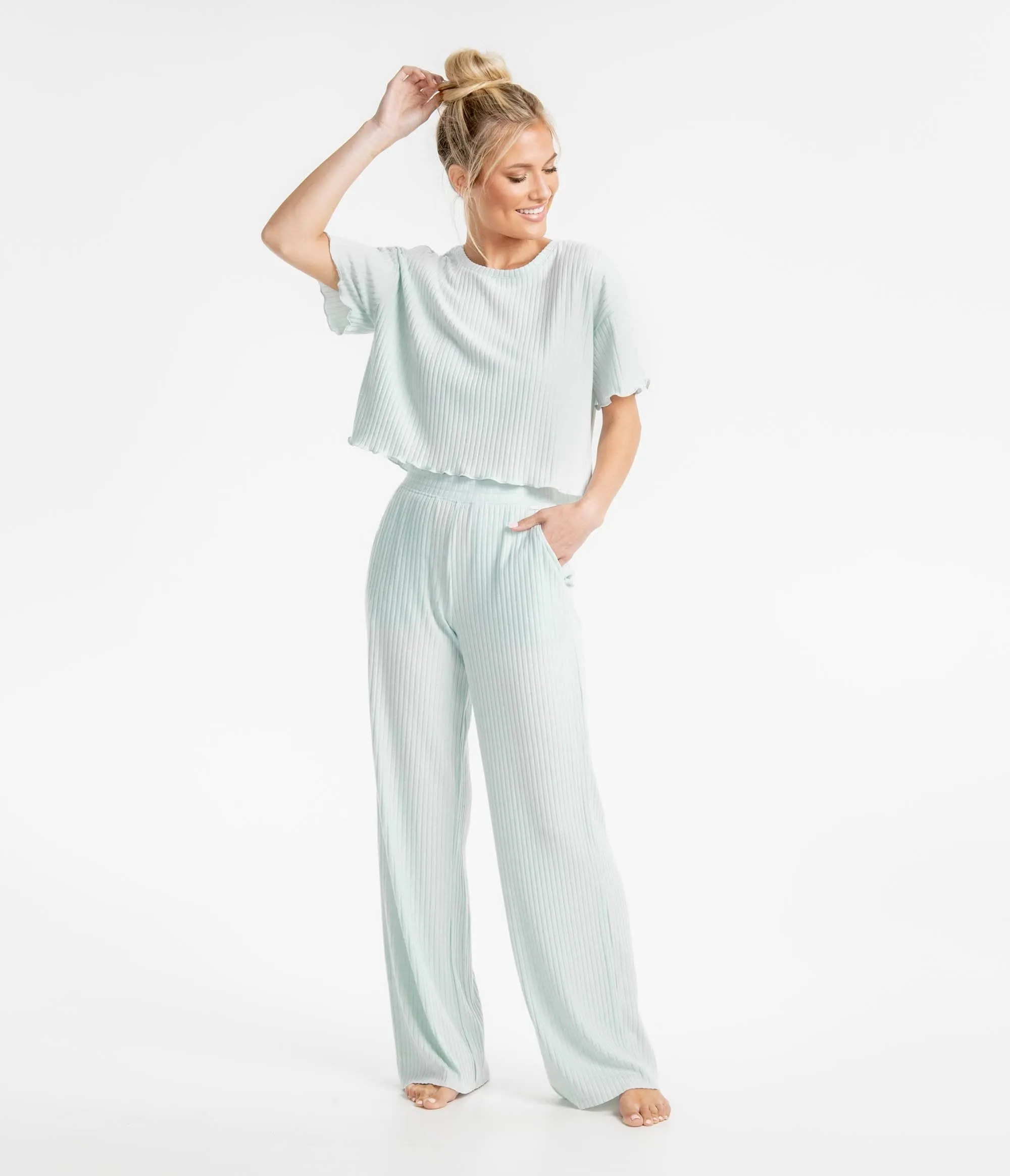 Ribbed Sincerely Soft Lounge Top - Winter Mint