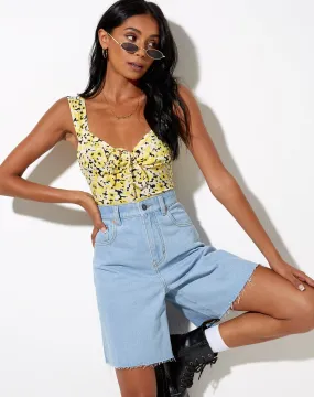 Ridis Vest Crop Top in Sunflower Pop Yellow