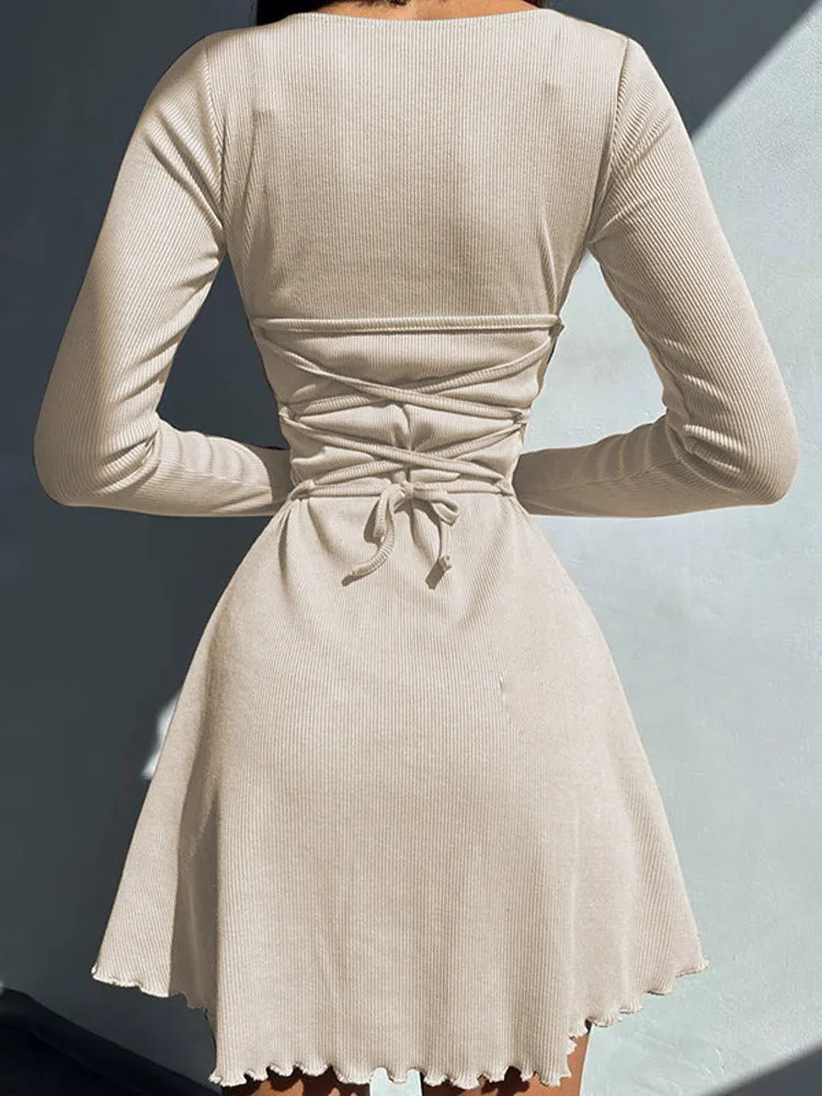 Round neck A-line casual dress
