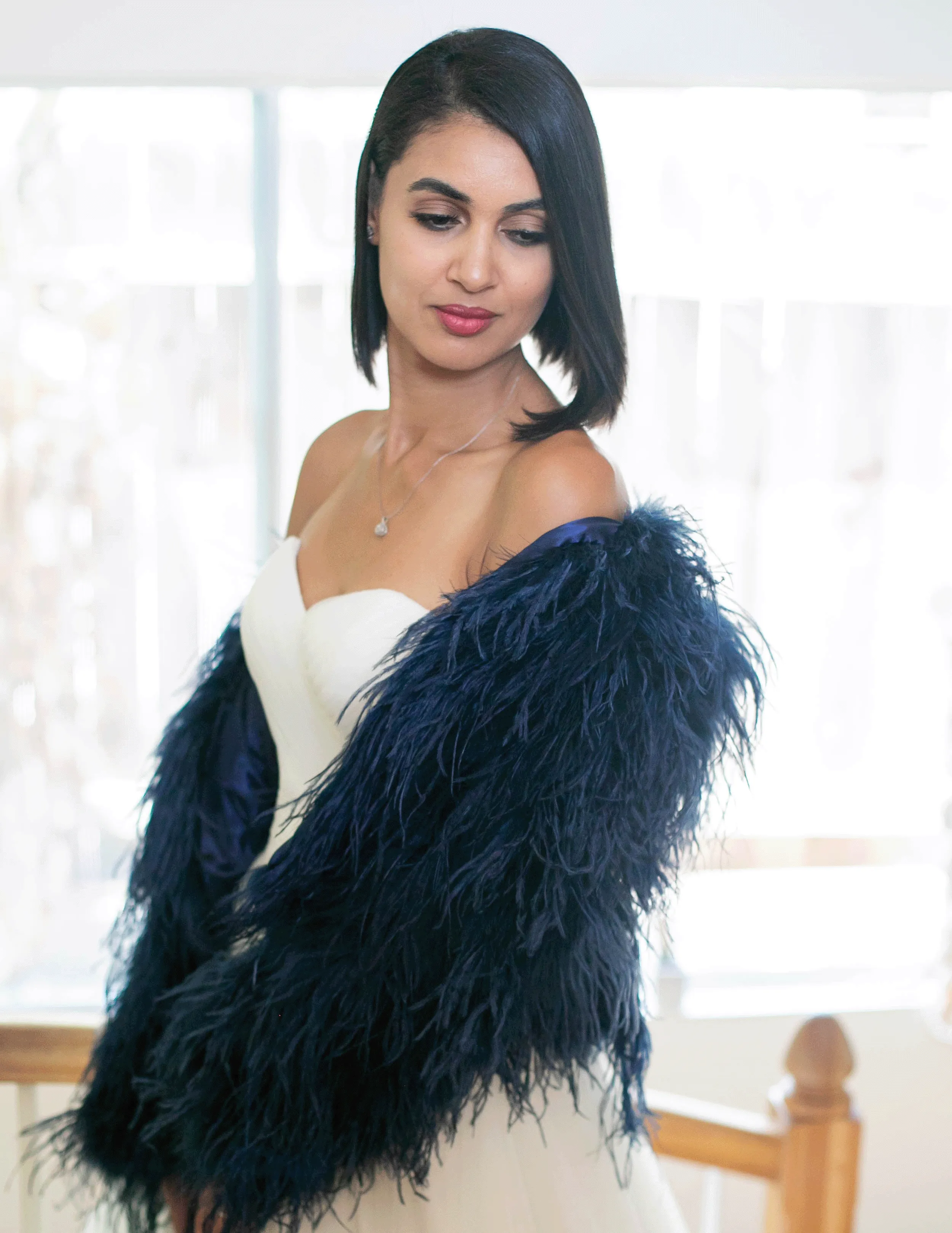Royal Queen - Feather Jacket in Midnight Blue