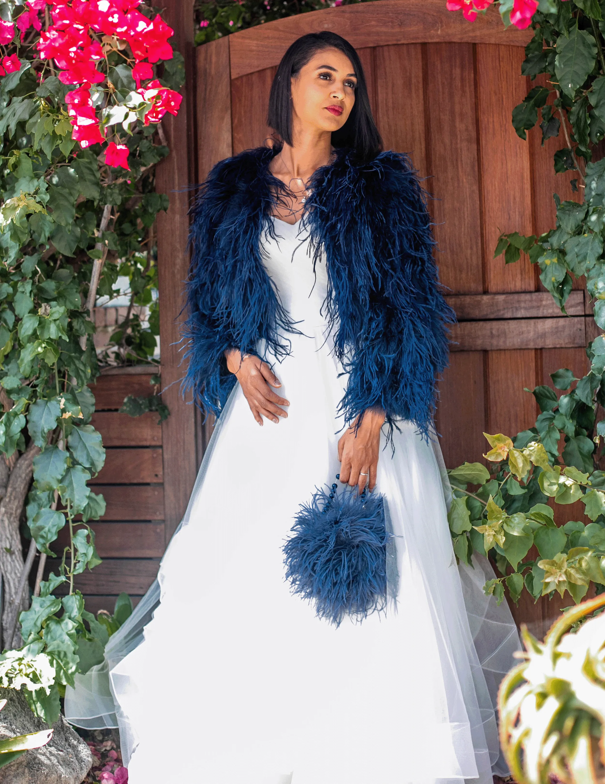 Royal Queen - Feather Jacket in Midnight Blue