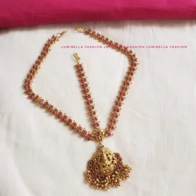 Ruby Three Layered Temple Maang Tikka
