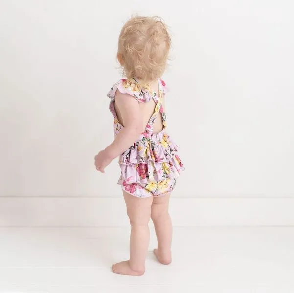 Ruffled Strap Bubble Romper - Gaia