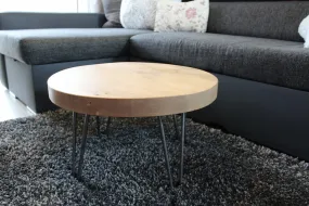 Rustic Industrial Coffee Table, Round Rectangle Low Table, Side Table, Made with Solid Wood - Available in many Colours!