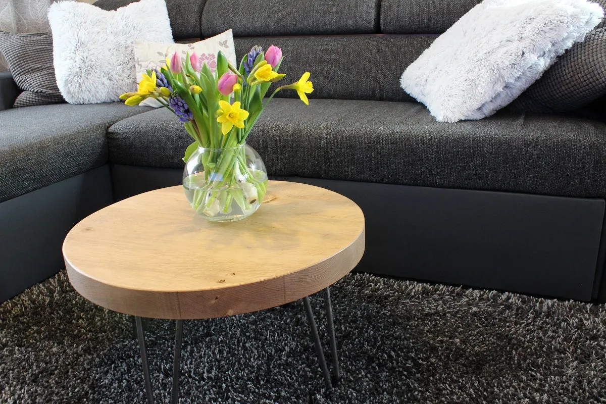 Rustic Industrial Coffee Table, Round Rectangle Low Table, Side Table, Made with Solid Wood - Available in many Colours!