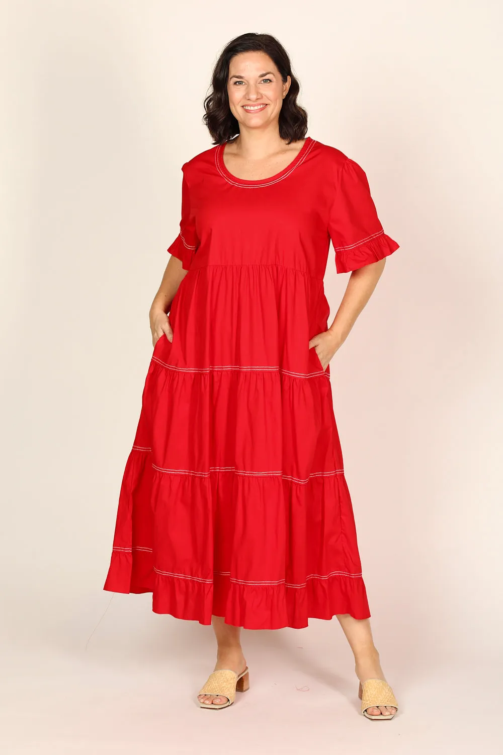 Sabre Poplin Frill Dress in Christmas Cheer