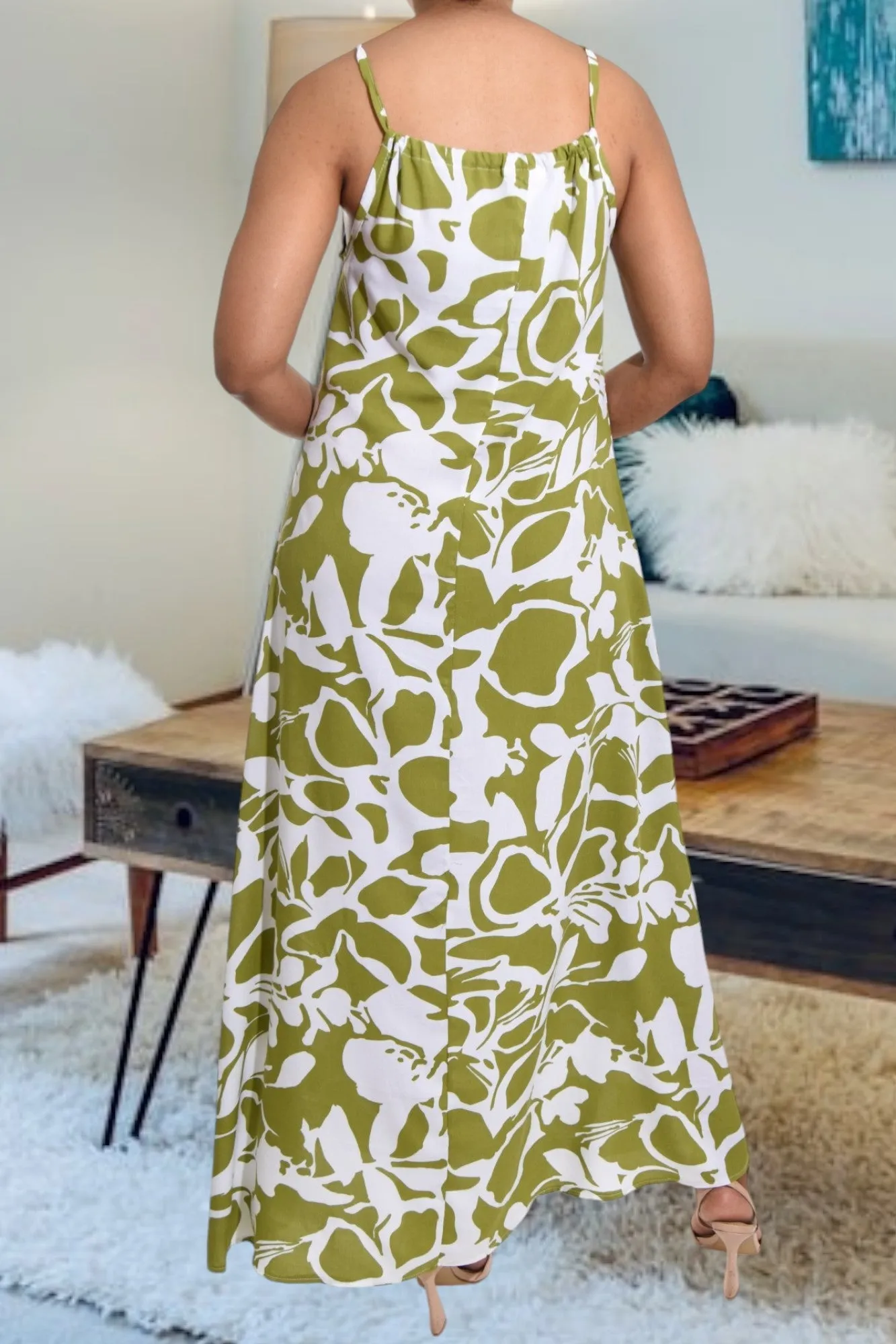 Sage Floral Strappy Maxi Dress