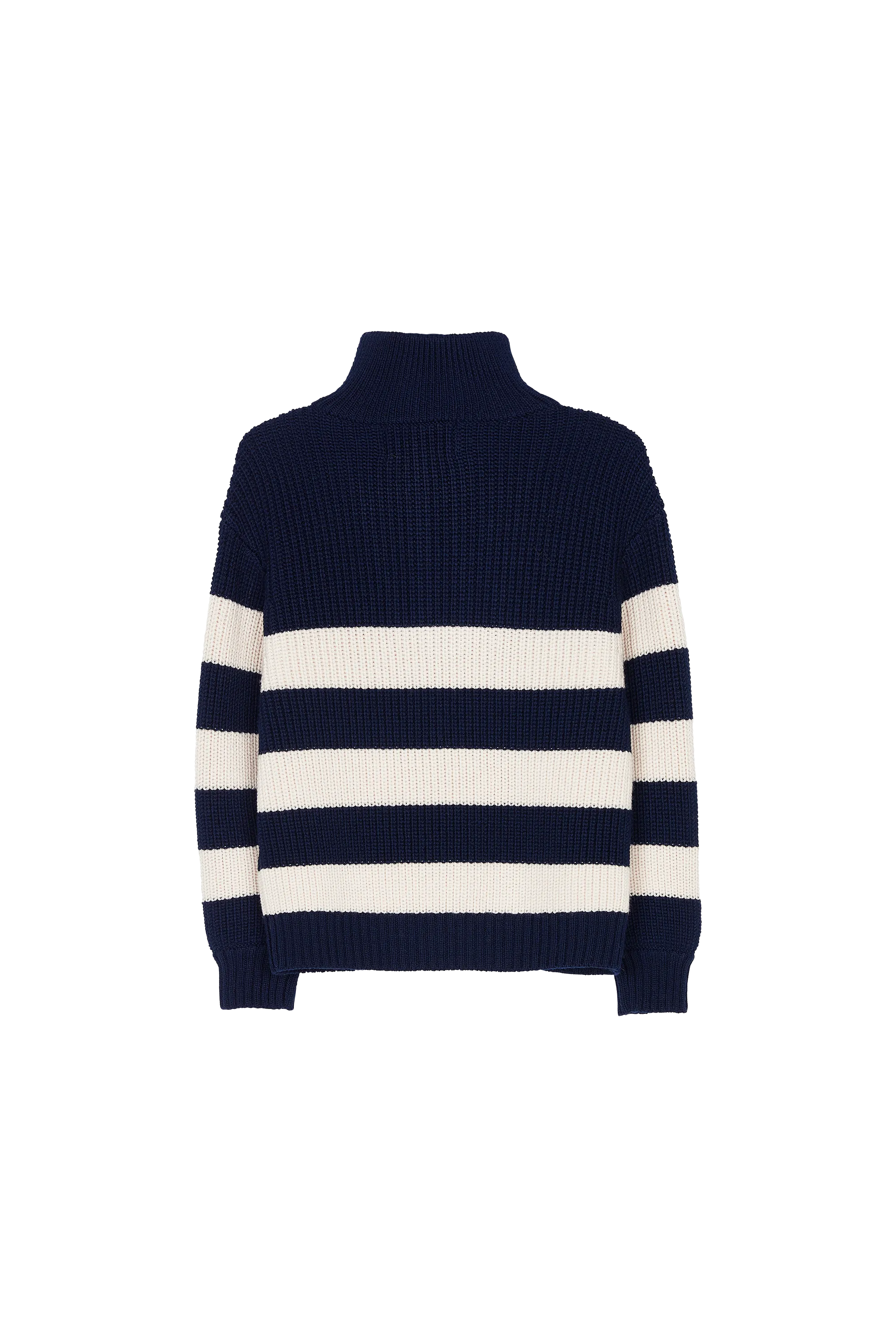 SASHA Navy/Ecru Stripes - Half Zipped Jumper