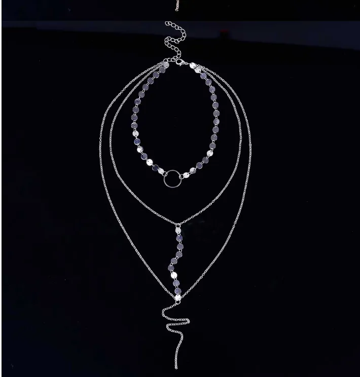 Sequined multi-layer necklace