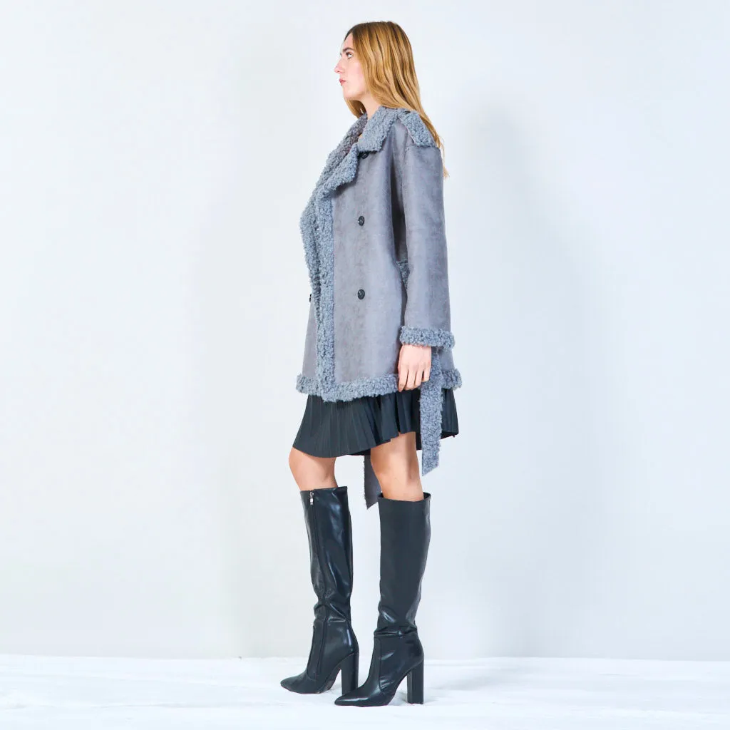 Shelley | Shearling-lined Belted Coat  oversized Lapels
