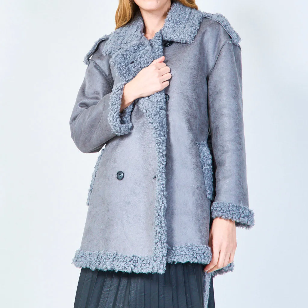 Shelley | Shearling-lined Belted Coat  oversized Lapels