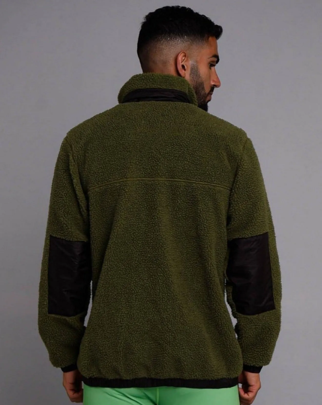 Sherpa Fleece Jacket - Khaki / Black - Men's
