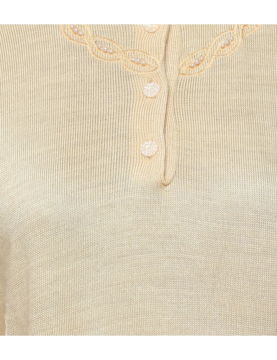 Short Sleeve Beaded Jumper - L