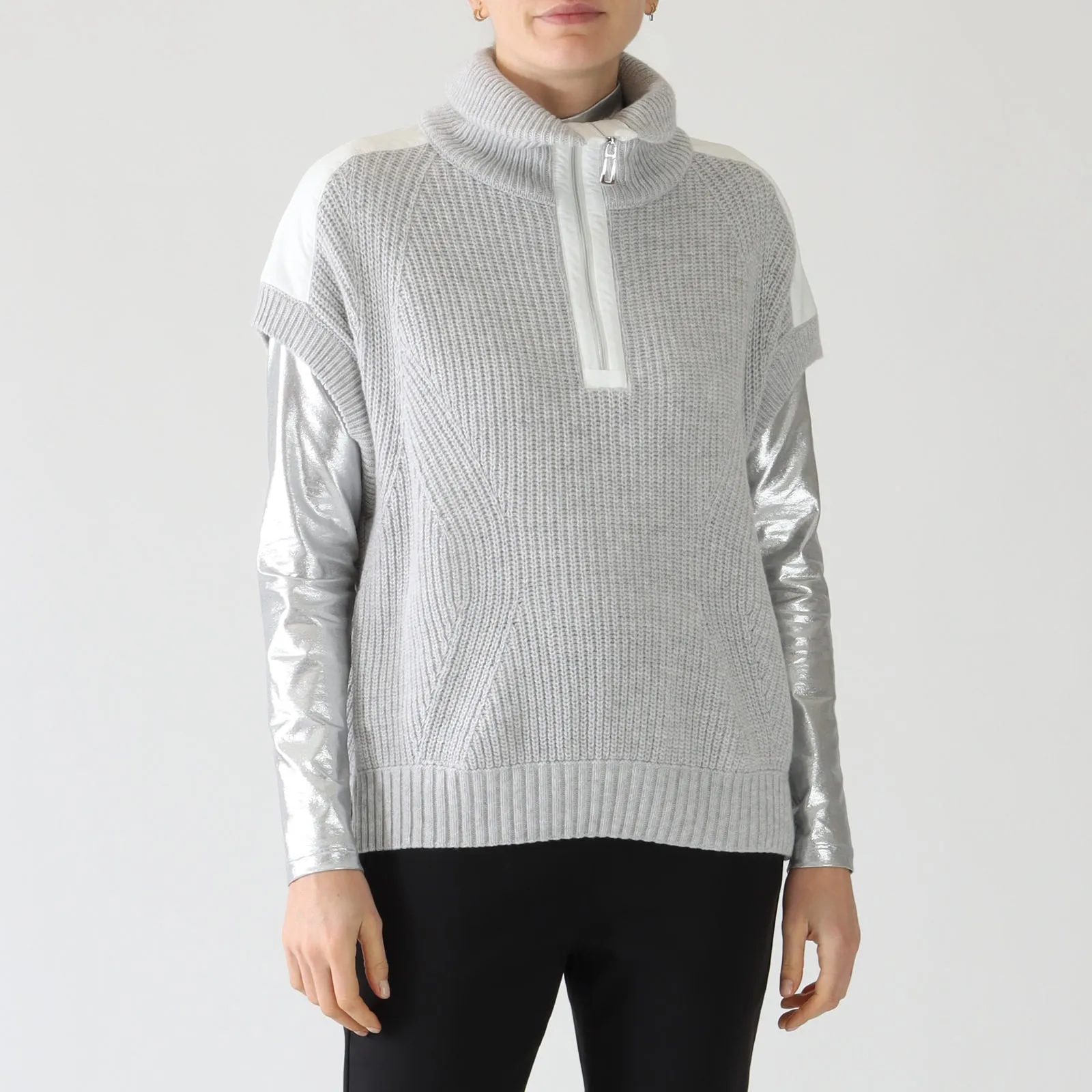 Silver Grey Ribbed Knit Tank