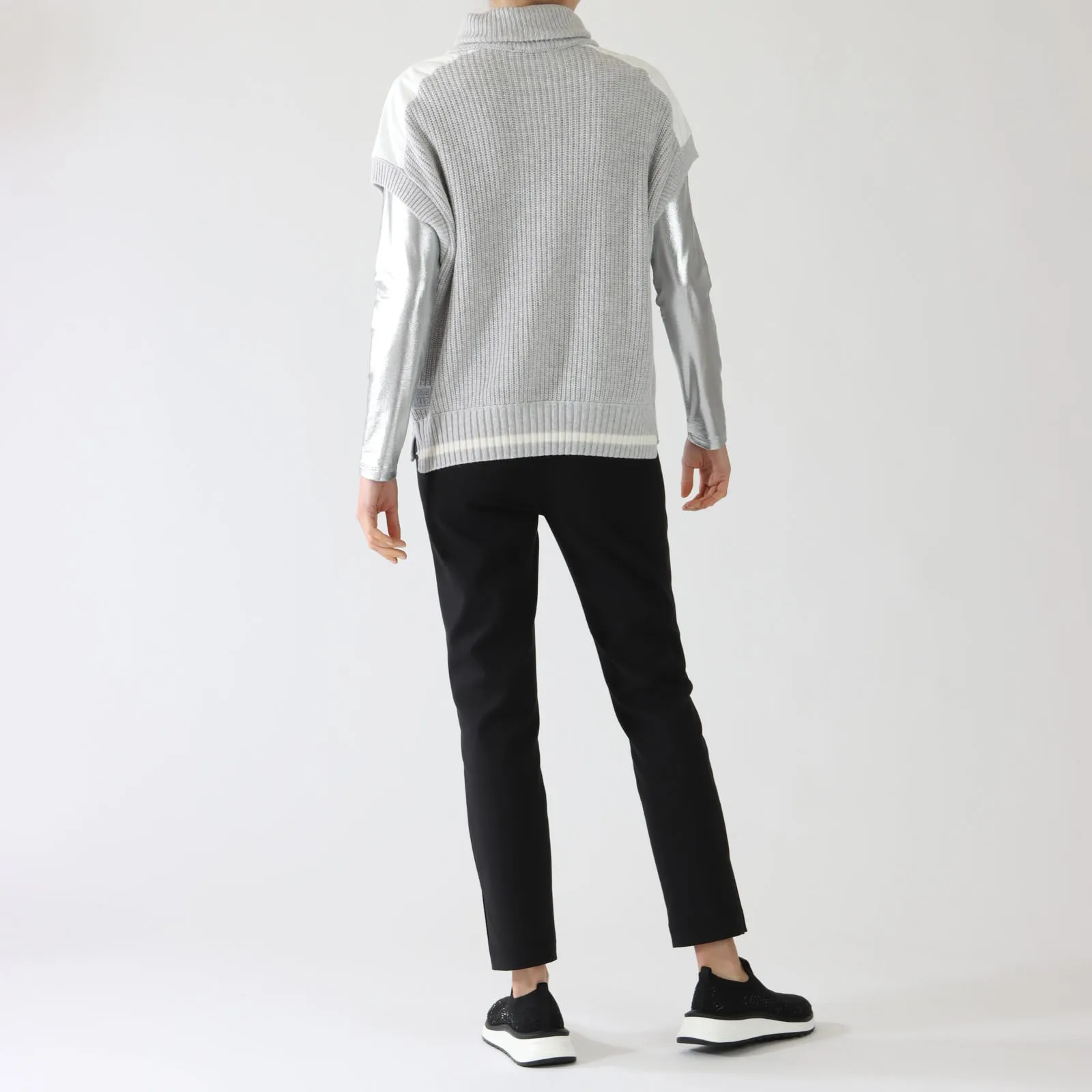 Silver Grey Ribbed Knit Tank