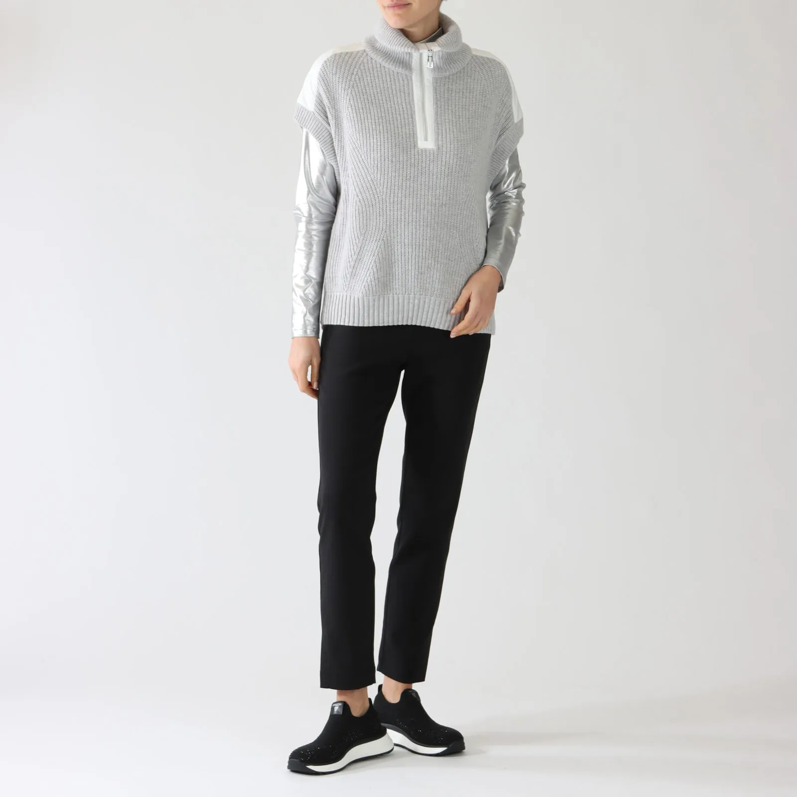Silver Grey Ribbed Knit Tank