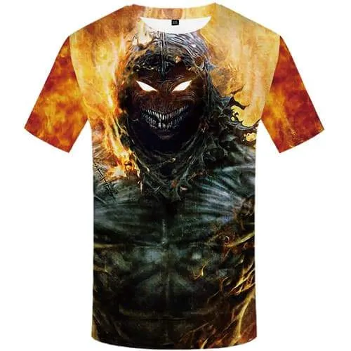 Skull T shirts Men Flame Tshirts Casual Muscle T-shirts 3d Game Tshirt Anime War Shirt Print Short Sleeve Hip hop Mens Tops Slim