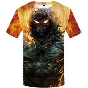 Skull T shirts Men Flame Tshirts Casual Muscle T-shirts 3d Game Tshirt Anime War Shirt Print Short Sleeve Hip hop Mens Tops Slim
