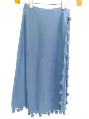 Soft Summer Blue Pom Pom Poncho
