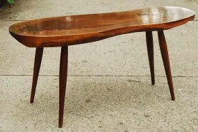 SOLD -- COMPACT AMORPHIC TREE SLAB COFFEE TABLE